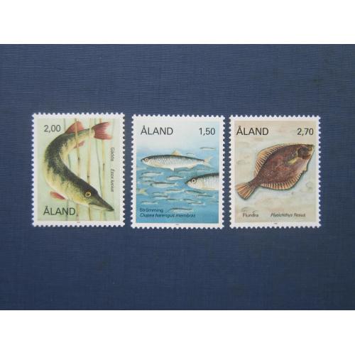 3 марки полная серия Аландские острова Финляндия 1990 фауна рыбы MNH