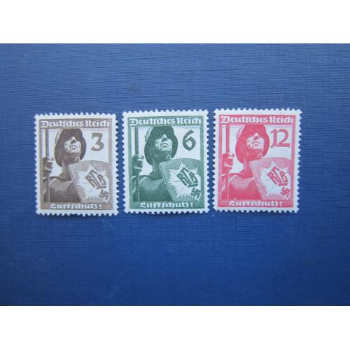 3 марки полная серия Германия Третий Рейх 1937 ПВО MNH (6 пф-MH) КЦ 14 $