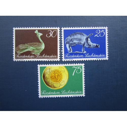 3 марки полная серия Лихтенштейн 1971 искусство антиквариат фауна MNH