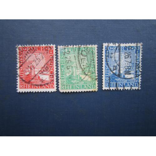 3 марки повна серія Німеччина Веймарська республіка 1925 100 років Рейнланд гаш