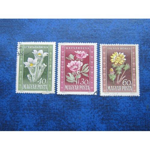 3 марки Венгрия 1950 флора цветы гаш КЦ 2 $