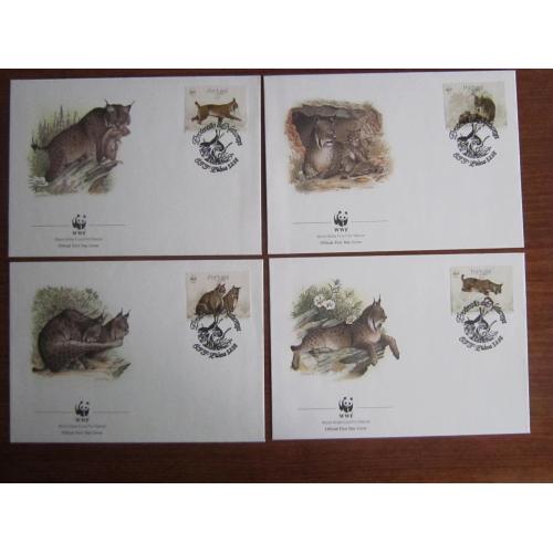 4 КПД конверт марка спецгашение Португалия 1988 фауна рысь WWF КЦ 12 $