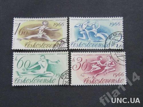4 марки Чехословакия 1966 спорт фиг катание полная
