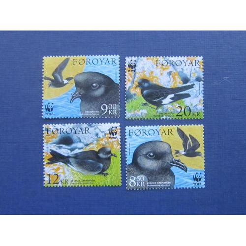 4 марки Фарерские острова 2005 фауна птицы прямохвостая качурка WWF MNH КЦ 12 $
