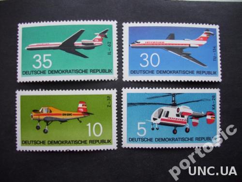 4 марки ГДР самолёты MNH
