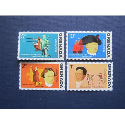 4 марки Гренада 1976 История США 200 лет независимости MNH