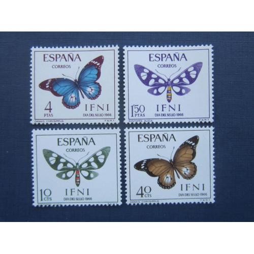 4 марки Ифни (Испанская Африка) 1966 фауна насекомые бабочки MNH