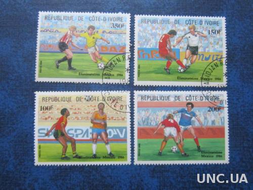 4 марки Кот-де-Ивуар 1985 спорт футбол
