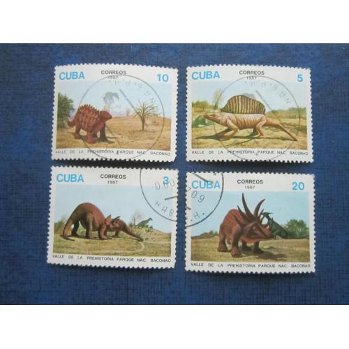4 марки Куба 1987 фауна вымершие животные динозавры гаш