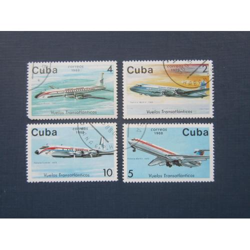 4 марки Куба 1988 транспорт воздухоплавание самолёты гаш