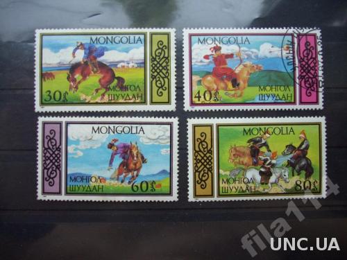 4 марки Монголия н/гаш 1987 лошади
