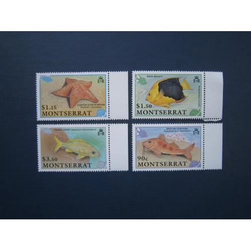 4 марки Монтсеррат 1991 морська фауна риби морська зірка MNH КЦ 17.5 $