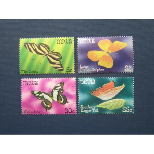 4 марки полная серия Невис 1982 фауна насекомые бабочки MNH