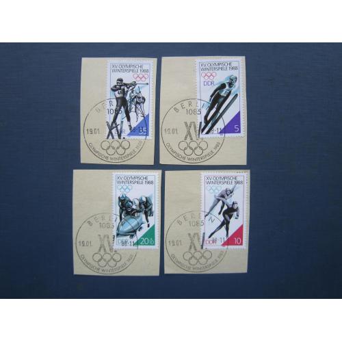 4 марки повна серія Німеччина НДР 1988 спорт олімпіада лижи кіньки біатлон бобслей СГ КЦ 1.75 $