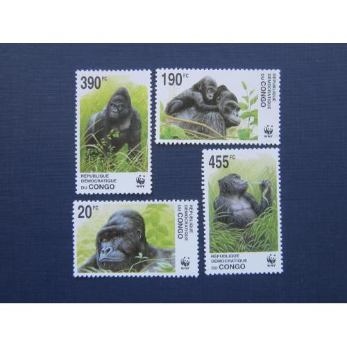 4 марки Конго ДР 2002 фауна обезьяна горилла WWF MNH КЦ 12 $