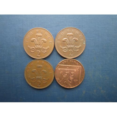 4 монети 2 пенси Великобританія всі різні єдиним лотом