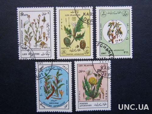 5 марок Афганистан 1987 флора лекарственные растен
