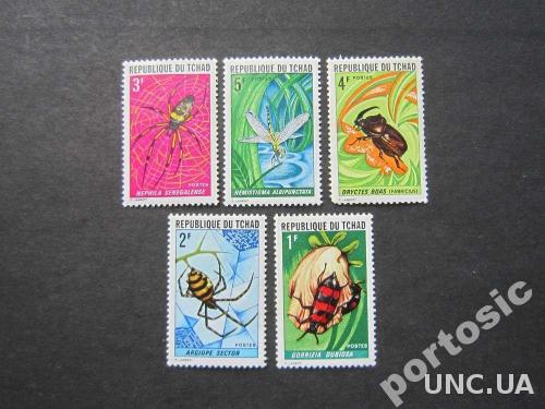 5 марок Чад 1972 насекомые MNH Михель 16 евро
