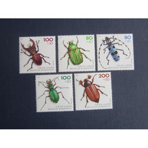 5 марок Германия ФРГ 1993 фауна насекомые жуки MNH КЦ 10.5 $