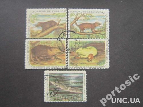 5 марок Куба 1962 фауна 10 центов
