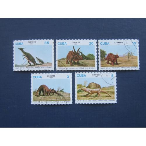 5 марок Куба 1987 фауна вымершие животные динозавры гаш