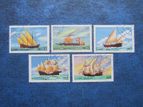 5 марок Сан Томе и Принсипи 1979 корабли история мореплаваний гаш
