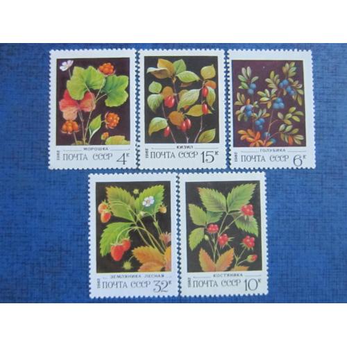 5 марок СССР 1982 флора Дикорастущие ягоды MNH