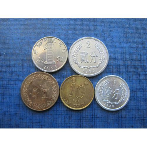 5 монет Китай без повторов одним лотом хорошее начало коллекции