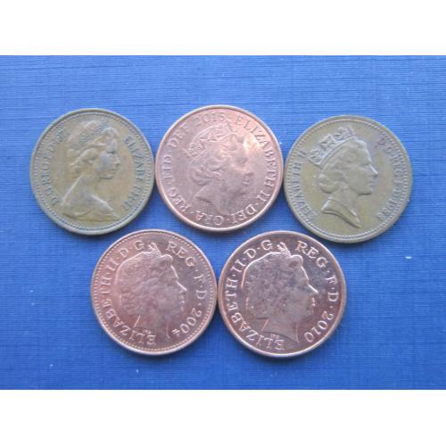 5 монет Великобритания 1 пенни разные одним лотом хорошее начало коллекции
