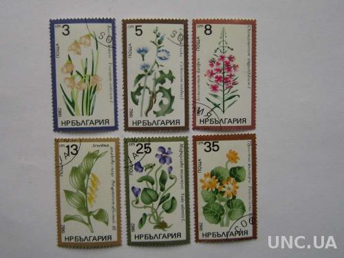 6 марок Болгария лекарственные цветы 1982
