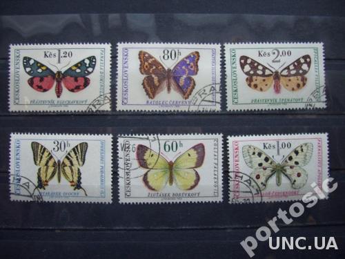 6 марок Чехословакия бабочки
