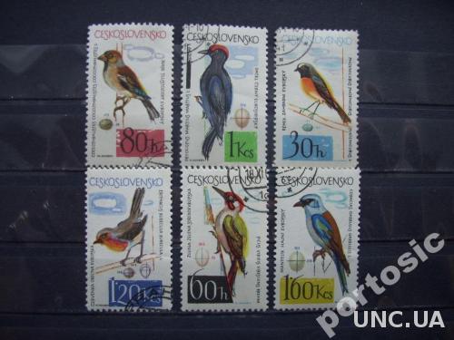 6 марок Чехословакия птицы
