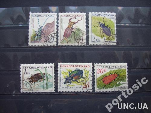 6 марок Чехословакия жуки
