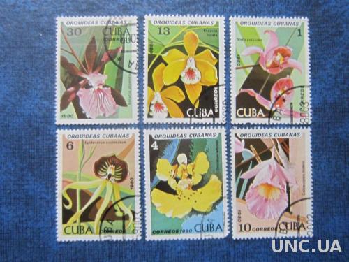 6 марок Куба 1980 флора цветы орхидеи полная
