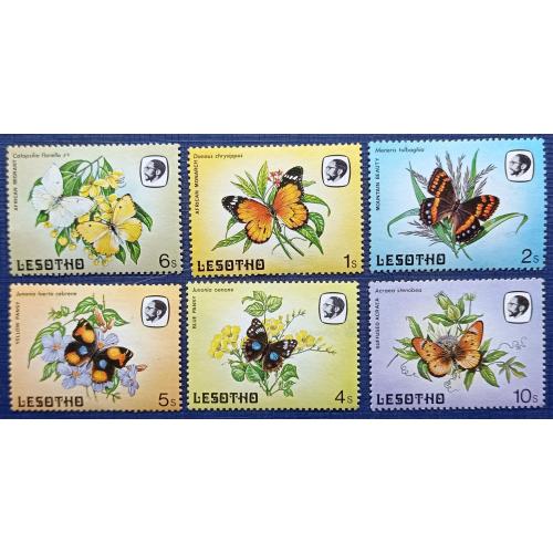 6 марок Лесото фауна насекомые бабочки MNH