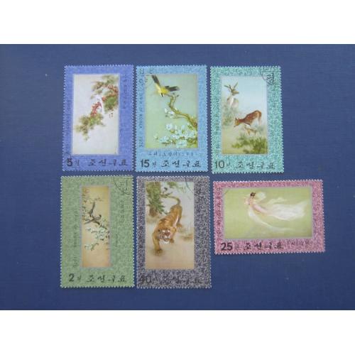 6 марок Северная Корея КНДР 1976 фауна тигр олени птицы гаш