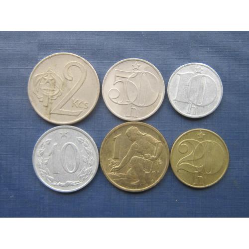 6 монет Чехословакия разные одним лотом хорошее начало коллекции