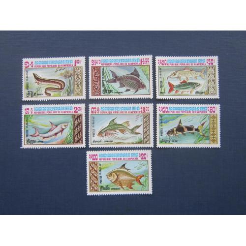 7 марок Камбоджа Кампучия 1983 фауна рыбы MNH КЦ 8 $