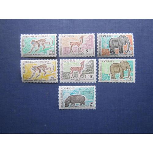 7 марок Камерун 1962 фауна обезьяна антилопа слон бегемот MNH