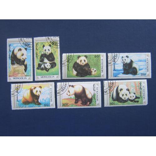 7 марок Монголия 1990 фауна большая панда гаш