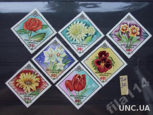 7 марок н/гаш Монголия 1983 цветы
