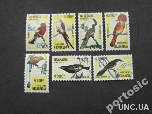 7 марок Никарагуа 1989 птицы