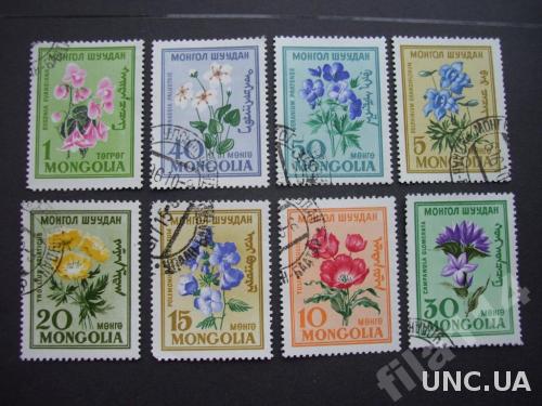 8 марок Монголия цветы
