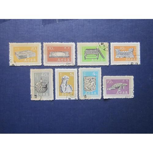 8 марок Северная Корея КНДР 1962 искусство антиквариат гаш