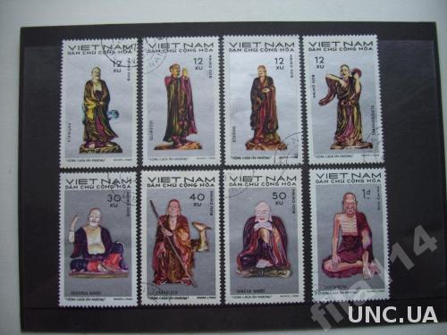 8 марок Вьетнам 1971 статуи Буды