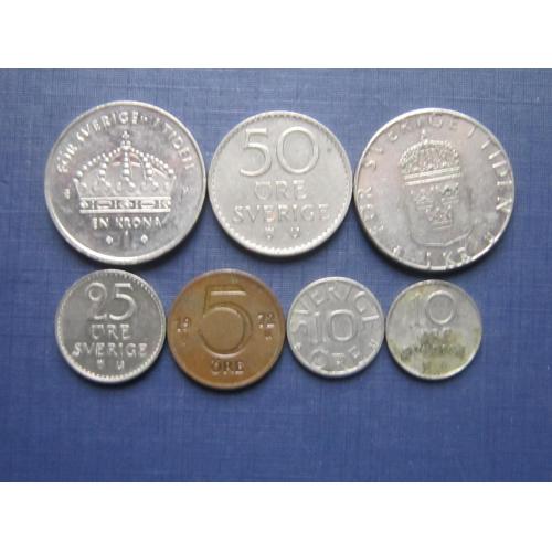 7 монет Швеция без повторов одним лотом хорошее начало коллекции