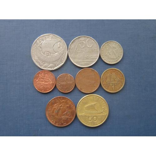 9 монет Мира корабли разные одним лотом хорошее начало коллекции