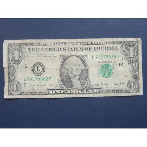 Банкнота 1 доллар США 1988 12 L из обращения