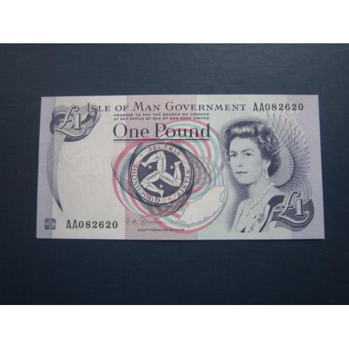 Банкнота 1 фунт Великобританія Острів Мен 1983-2009 серія АА UNC прес