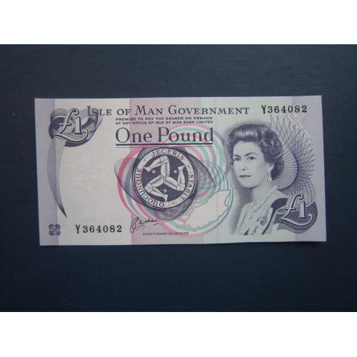 Банкнота 1 фунт Великобританія Острів Мен 1983-2009 серія Y UNC прес